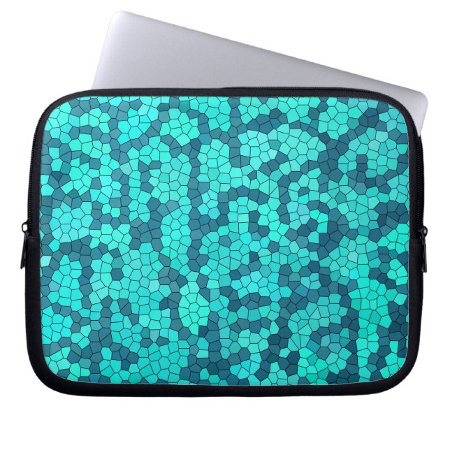 Turquoise Blauwgroen Blue Pattern Laptop Sleeve (Voorkant)