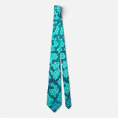 Turquoise Blauwgroen Blue Pattern Stropdas (Voorkant)