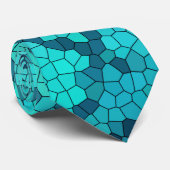 Turquoise Blauwgroen Blue Pattern Stropdas (Opgerold)