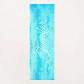 Turquoise Blauwgroen Caribische Naam Monogram Yoga Yogamat (Voorkant)