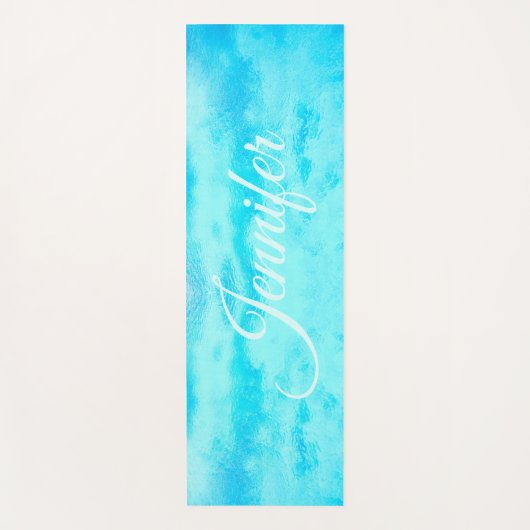 Turquoise Blauwgroen Caribische Naam Monogram Yoga Yogamat (Voorkant)