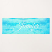 Turquoise Blauwgroen Caribische Naam Monogram Yoga Yogamat (Voorkant (horizontaal))