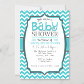 Turquoise Blauwgroen Chevron Magnetic Baby shower  Magnetische Uitnodiging (Voorkant)