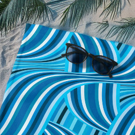Turquoise Blauwgroen en Blue Ribbony Swirls Strandlaken