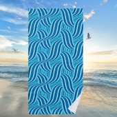 Turquoise Blauwgroen en Blue Ribbony Swirls Strandlaken