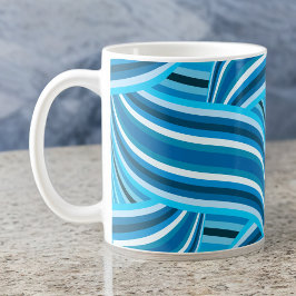 Turquoise Blauwgroen en Blue Swirled Ribbons Grote Koffiekop