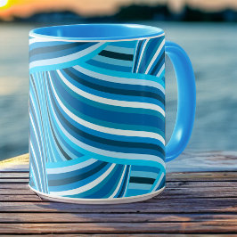 Turquoise Blauwgroen en Blue Swirled Ribbons Mok