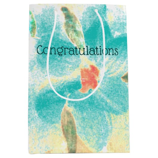 Turquoise Blauwgroen en Geel Medium Cadeauzakje (Voorkant)