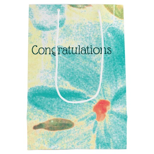 Turquoise Blauwgroen en Geel Medium Cadeauzakje (Achterkant)