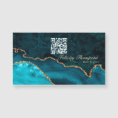 Turquoise - Blauwgroen en Gold Agate QR-code (Voorkant)
