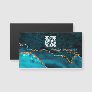 Turquoise - Blauwgroen en Gold Agate QR-code