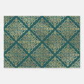 Turquoise - Blauwgroen en Gold Paris Inpakpapier Vel (Voorkant)