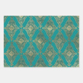 Turquoise - Blauwgroen en Gold Paris Inpakpapier Vel (Voorkant)