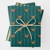 Turquoise - Blauwgroen en Gold Paris Thema Inpakpapier Vel (In situ)