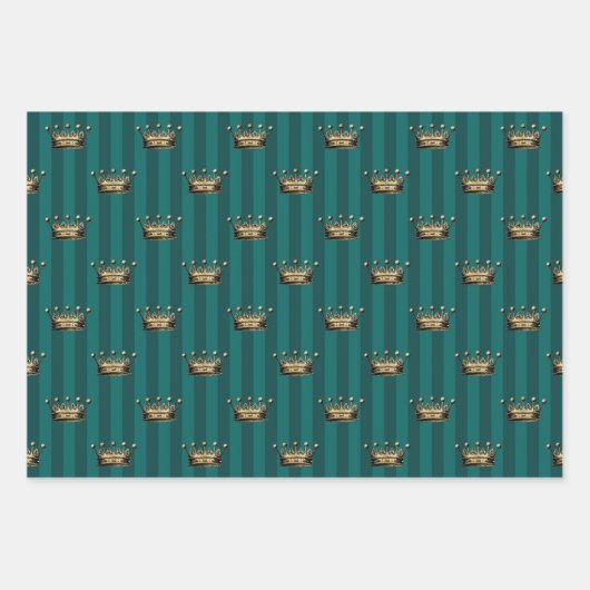 Turquoise - Blauwgroen en Gold Paris Thema Inpakpapier Vel (Voorkant)