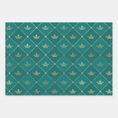 Turquoise - Blauwgroen en Gold Paris Thema Inpakpapier Vel (Voorkant 3)