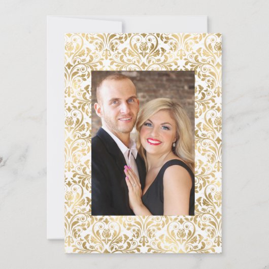  Turquoise - Blauwgroen en goudFloral Wedding Kaart (Achterkant)