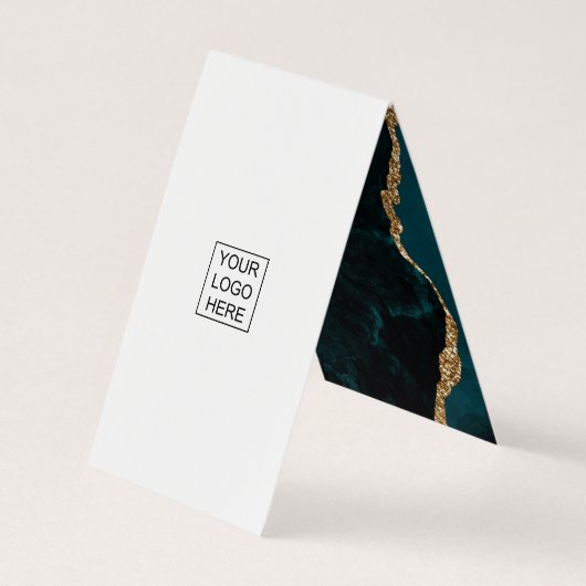Turquoise - Blauwgroen en goudgeode Agate Stone Visitekaartje (Achterkant)