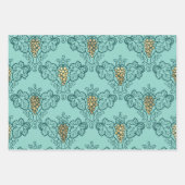 Turquoise - Blauwgroen en goudpartikerwijn Inpakpapier Vel (Voorkant 2)