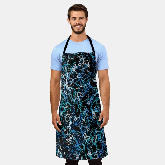 Turquoise, Blauwgroen en zwart Abstract Schort (Gedragen)