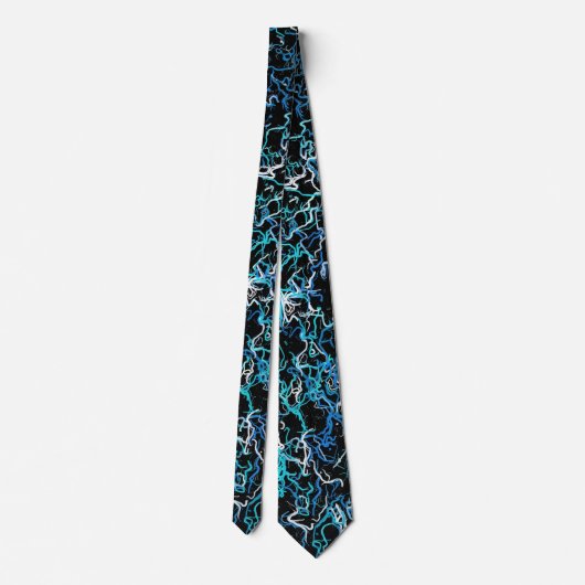 Turquoise, Blauwgroen en zwart Abstract Stropdas (Achterkant)