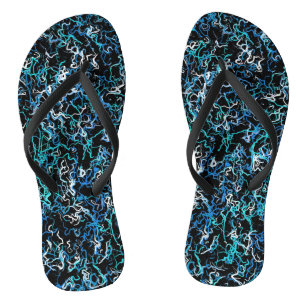 Turquoise, Blauwgroen en zwart Abstract Teenslippers