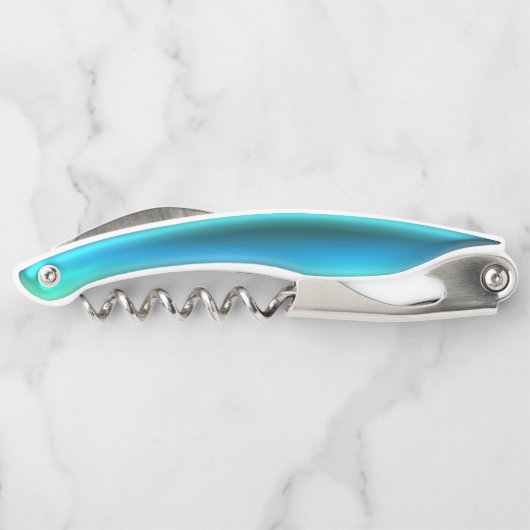 Turquoise Blauwgroen Gel Script Kurkentrekker Bott (Achterkant)