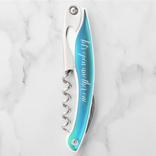 Turquoise Blauwgroen Gel Script Kurkentrekker Bott (Voorkant)