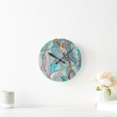 Turquoise Blauwgroen Geode Kintsugi Wedding Acryll Ronde Klok (Huis)