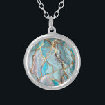 Turquoise Blauwgroen Geode Kintsugi Wedding Acryll Zilver Vergulden Ketting<br><div class="desc">Prachtige handmatige geverfde geodes perfect voor elke door Geode geïnspireerde occasie!</div>