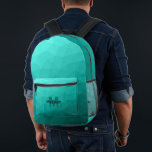 Turquoise blauwgroen geometrisch maaspatroon Monog Bedrukte Rugzak<br><div class="desc">Turquoise blauwgroen geometrische maaspatroon Monogram Gedrukte Rugzak. Cool mode accessoire tas voor iedereen. Turquoise blauwgroen driehoekig geometrisch gaas met een licht tot donker ombre verloopontwerp. Creëer Een unieke en gepersonaliseerde rugzak met een custom touch! Modern monogram met je initiaal en jouw naam voor die extra persoonlijke flair.</div>