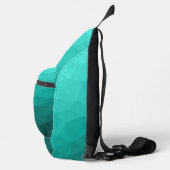 Turquoise blauwgroen geometrisch maaspatroon Monog Sling Bag (Rechts)