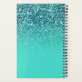 Turquoise Blauwgroen Glitter Ombre Personalized Planner (Achterkant)