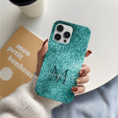 Turquoise Blauwgroen Glitter Sparkle Custom Monogr Case-Mate iPhone Case
