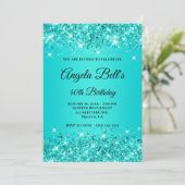 Turquoise Blauwgroen Glittery Ombre Fancy Monogram Kaart (Staand voorkant)