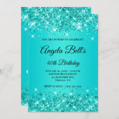 Turquoise Blauwgroen Glittery Ombre Fancy Monogram Kaart (Voorkant / Achterkant)