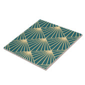 Turquoise Blauwgroen & Gold Art Deco Fan Pattern D Tegeltje (Zijkant)