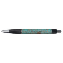 Turquoise Blauwgroen & Gold Copper  Antiek Pen