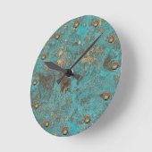 Turquoise Blauwgroen & Gold Copper Antiek Ronde Klok (Hoek)