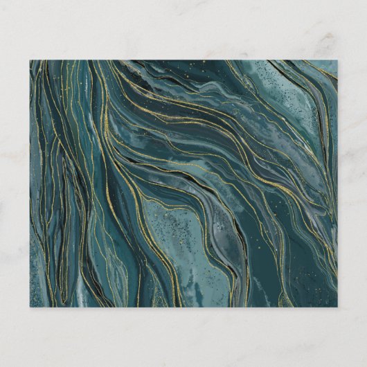 Turquoise Blauwgroen Gold Photo Wedding Save the D (Achterkant)