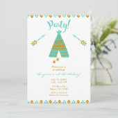 Turquoise Blauwgroen & Gold Tepee Modern Birthday Kaart (Staand voorkant)