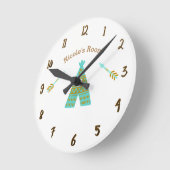 Turquoise Blauwgroen & Gold Tepee Rustic - Aangepa Ronde Klok (Hoek)