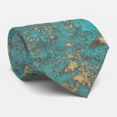 Turquoise Blauwgroen & Goud Koper Antiek Stropdas (Opgerold)