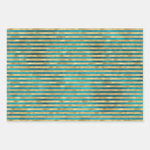 Turquoise Blauwgroen Gouden Sparkle Kerstboom Inpakpapier Vel (Voorkant 2)