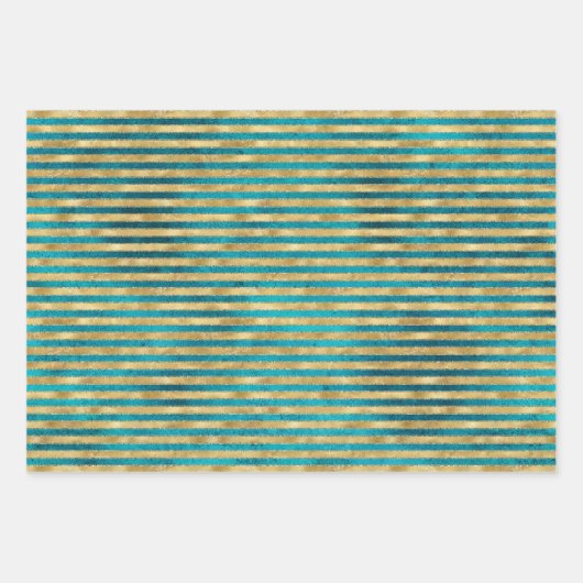 Turquoise Blauwgroen Gouden Sparkle Kerstboom Inpakpapier Vel (Voorkant 2)