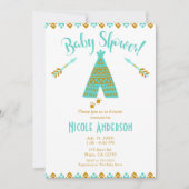 Turquoise Blauwgroen & Gouden Tepee Modern Baby sh Kaart (Voorkant)