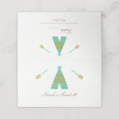 Turquoise Blauwgroen Gouden Tepee Party Plaats Zit Plaatskaartje (Buitenkant ongevouwen)