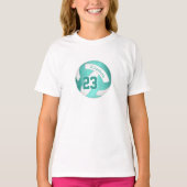 Turquoise blauwgroen Gradient Artsy Girls Volleyba T-shirt (Voorkant)