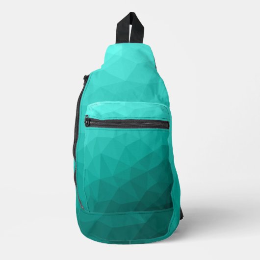 Turquoise blauwgroen gradiënt geometrisch maaspatr sling bag (Voorkant)