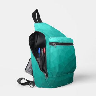 Turquoise blauwgroen gradiënt geometrisch maaspatr sling bag